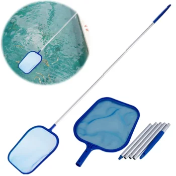 Swimming Pool Skimmer Net with 5 Aluminum Pole Sections Pool Net Skimmer Rak Pool Cleaner Leaf Removal Garden Pond Cleaning Tool