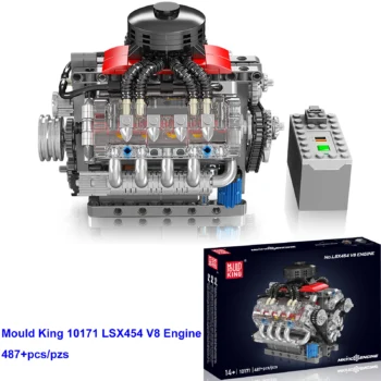 Mould King 10171 V8 Engine LSX454 Building Blocks Sets 8-Cylinder Car Building Engineering Toys for Kids Adults Gift (487+pcs)