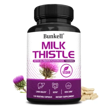 Bunkell Milk Thistle Veggie Capsules - Liver, Detoxification & Digestion Supplement, Skin Cell Health, Antioxidant Support